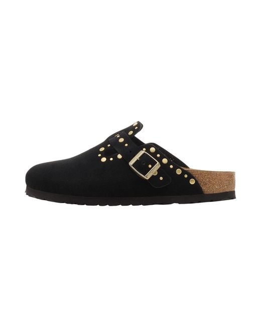Birkenstock Black Boston Rivets Suede 1030491"