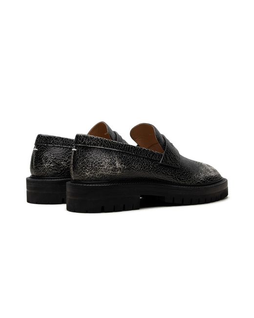 Maison Margiela Black Cracked Leather Tabi County Loafer S57Wr0139 P7424 H8328" for men