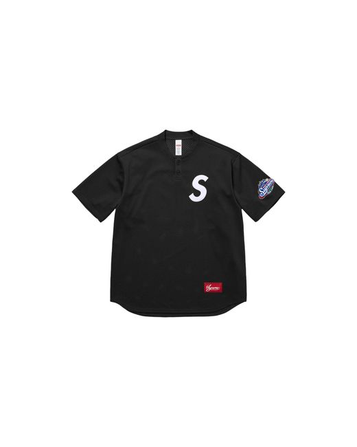 Supreme Black S Logo Baseball Henley "Ss25