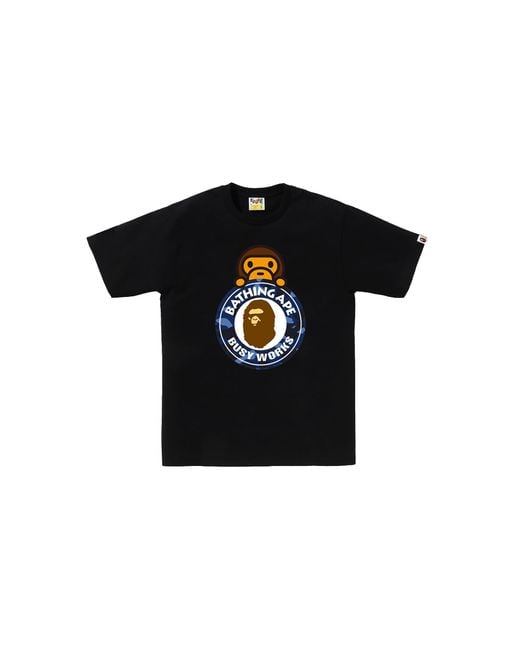 A Bathing Ape Black Camo Color Milo On Busy Works T-Shirt Camo" 0Zxtemx00710Q Bkc" for men