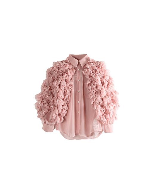 Comme des Garçons Red Ruffled Sleeve Blouse Rq B010 051"