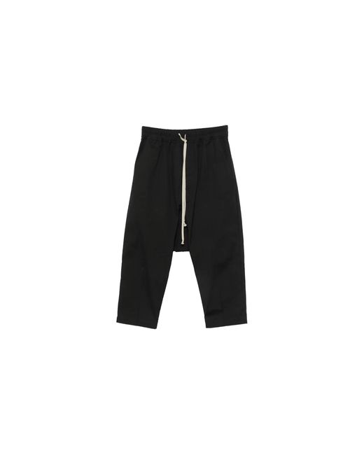Rick Owens Black Drawstring Cropped Pants Ru02F4381 Lba 09" for men