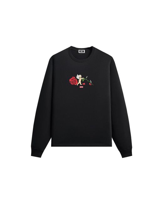 Kith Black Cupid Rose Long Sleeve T-Shirt Khm034591 001" for men