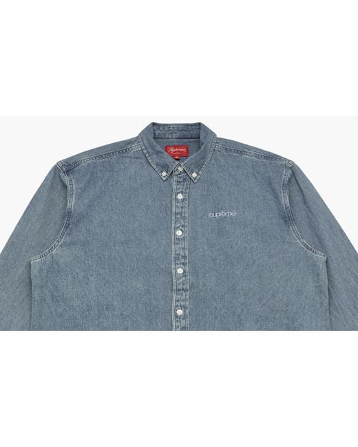 Supreme Blue Classic Logo Denim Shirt "fw 20" for men
