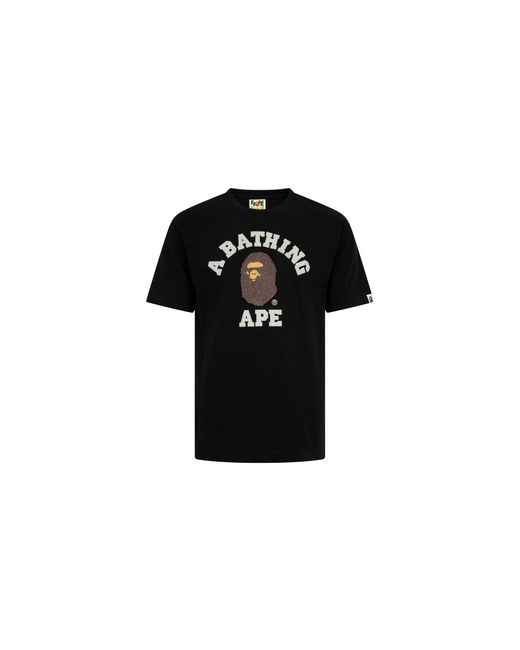 A Bathing Ape Black Glass Beads College T-Shirt 0Zxtem110059Dbkx" for men