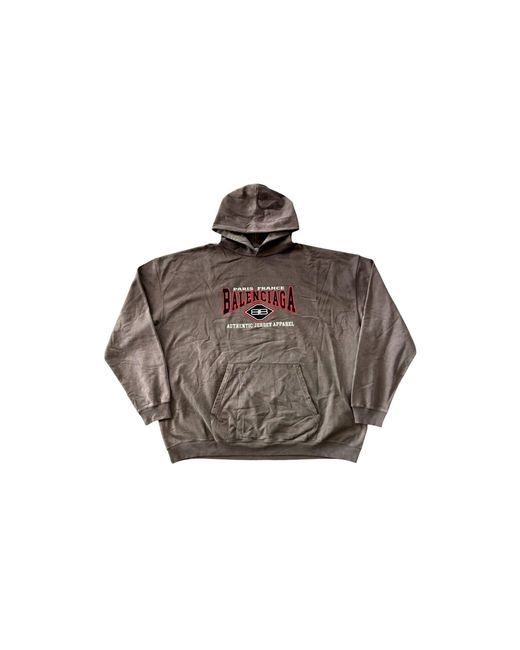 Balenciaga Black Embroidered Authentic Apparel Logo Hooded Sweatshirt "Molten Taupe Multi" 620973 Tmvb1 7081" for men