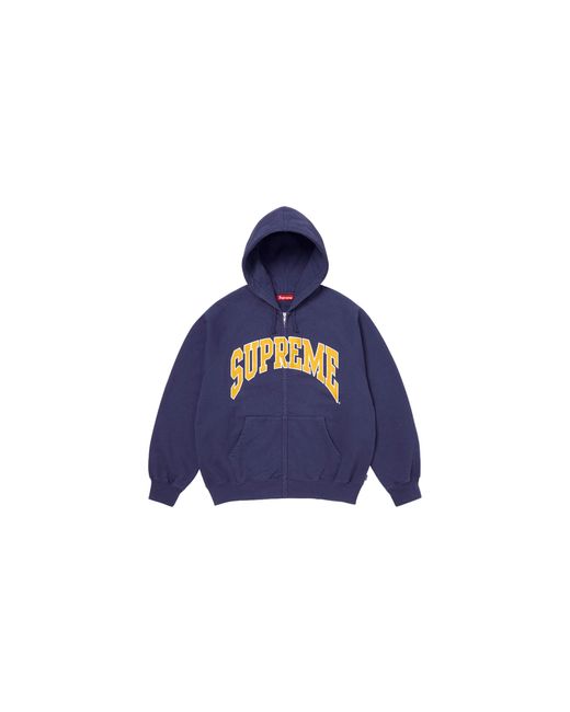Supreme Blue Cracked Raglan Zip Up Hooded Sweatshirt "Ss26