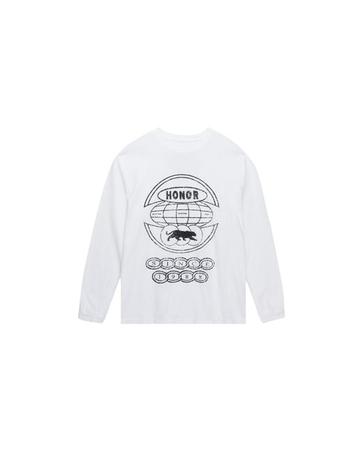 Honor The Gift Black Global Logo Long Sleeve T-Shirt Htg250545 Whit" for men