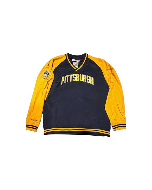 Mitchell & Ness Blue Nylon Pullover Jacket Vintage Logo "Mlb Pirates" Jk9272 Ppibkgd" for men