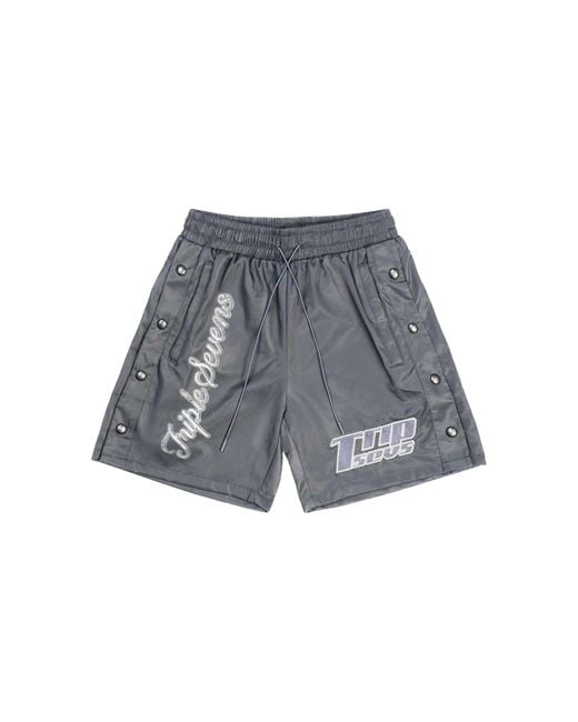 Triple Sevens Black Nylon Button Up Shorts Ts7036" for men