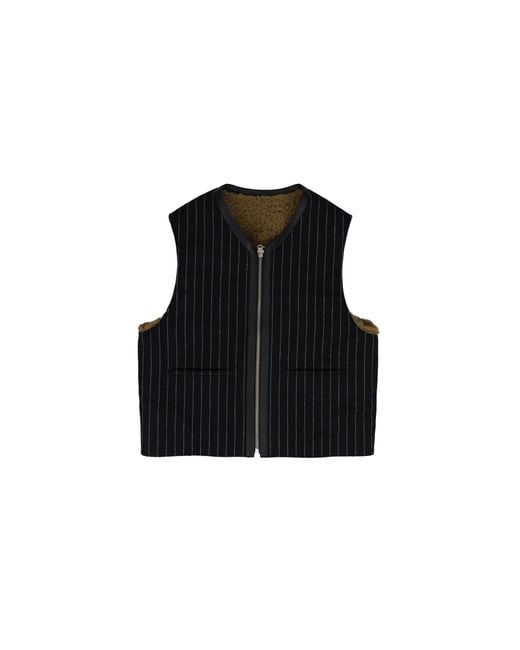 DENIM TEARS Black Mvp Reversible Shearling Vest Dt770" for men