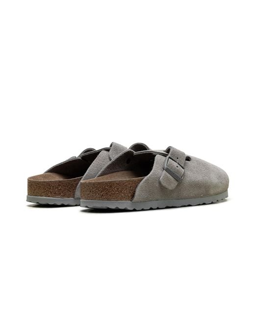 Birkenstock Black Boston Suede Leather "Stone Coin