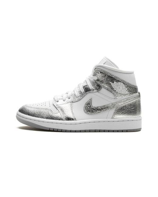 Nike Gray Air 1 Mid Se "metallic Silver" Shoes