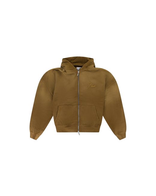 Rhude Green Embroided Logo Zip-Up Hoodie Rhpf23Ho07150003 Brn" for men