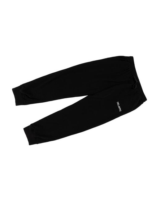 Delantic Black Logo Velour-Lined Sweatpants Burrr Sweatpants" Dela004" for men