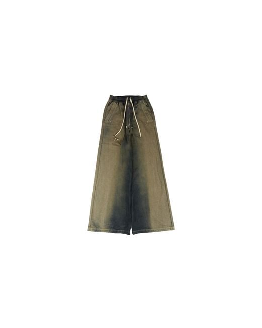 Rick Owens Black Denim Wide Bela Pants "Dark Dust Degrade" Ru02E1366 Dkdeg 78D" for men