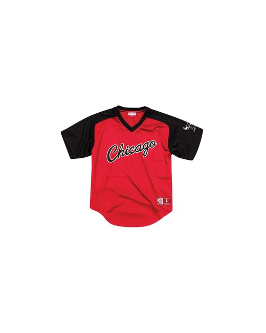 Mitchell & Ness Black Nba Final Seconds Mesh V-Neck Shirt "Chicago Bulls for men
