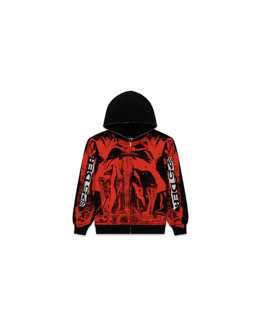 Sp5der Red Jp5 Moto Hoodie 224" for men