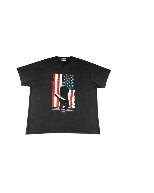 Kith Black Johnny Cash American Flag Vintage T-Shirt Khm033588 001" for men