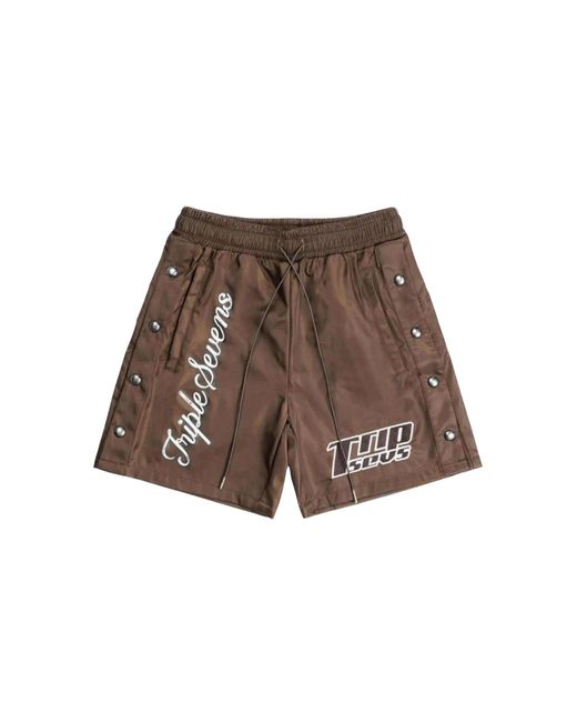 Triple Sevens Brown Nylon Button Up Shorts Ts7041" for men