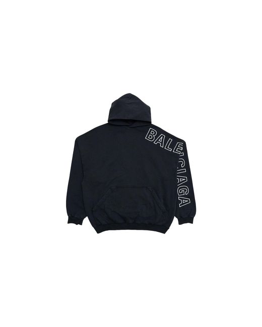 Balenciaga Blue Embroidered Outline Logo Hooded Sweatshirt "Washed" 739024 Tovv2 9034" for men