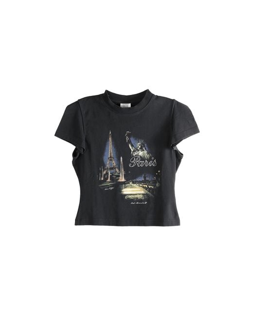 Vetements Black Paris Tourist Front Sleeve Baby T-Shirt We76Tr554B Blac"