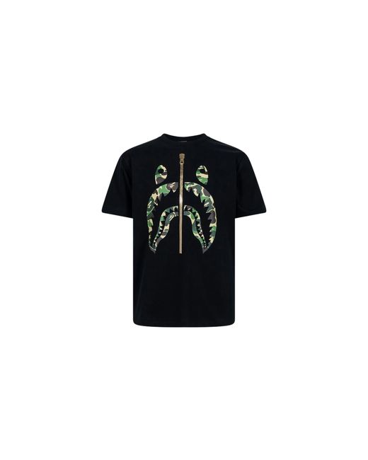 A Bathing Ape Black Abc Camo Zip Shark T-Shirt Tei 801 006" for men
