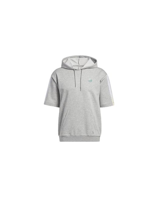 Adidas Black Donovan Mitchell Short Sleeve Hoodie "Medium Heather" Hb6758" for men