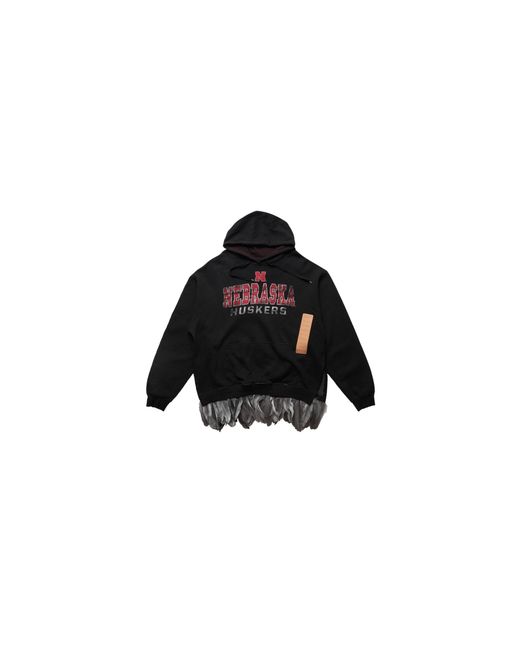 4SDESIGNS Black Nebraska Huskers Feather Trim Hoodie F23 539F 0996 90Blkred" for men