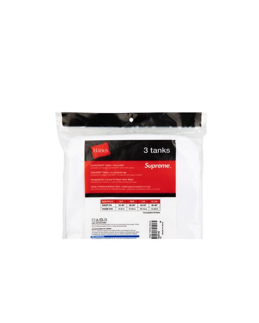 Supreme Black Hanes Tagless Tank Tops 3 Pack "Ss20" Su9283"