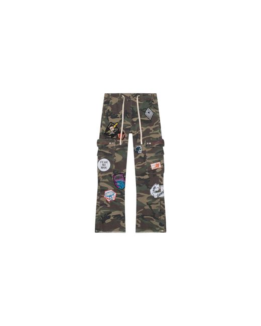 GODSPEED NEW YORK Black Patchwork Flared Cargo Pants Gs096" for men