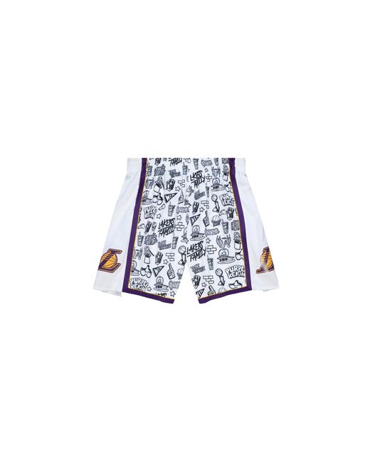 Mitchell & Ness Black Doodle Swingman Shorts "La Lakers 2009" Pfsw1267 Lal09Pppptwh" for men