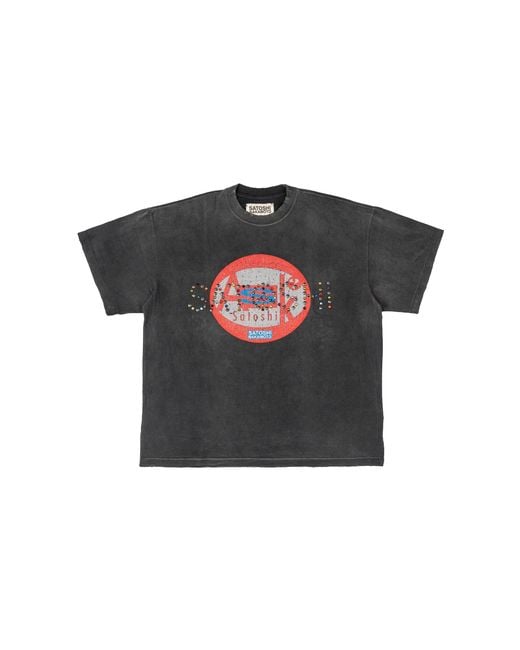 Satoshi Nakamoto Black Ask Satoshi Studded Logo Short Sleeve T-Shirt Multi" Sat071" for men
