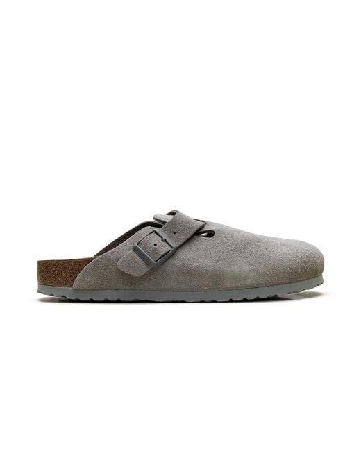 Birkenstock Black Boston Suede Leather "Stone Coin