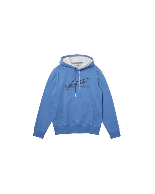 Lacoste Blue Signature Hooded Flecked Cotton Fleece Hoodie Chine" Sh2059 Hg3" for men
