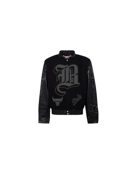 Jeff Hamilton Black Chicago Bulls Wool & Leather Old English Varsity Jacket Nba Chi Bul 101"