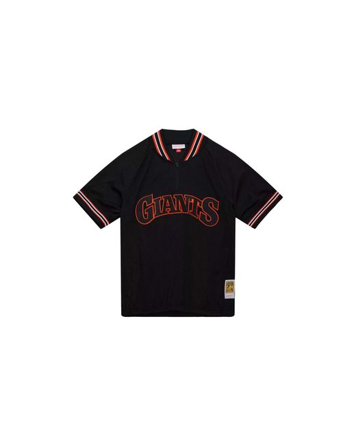Mitchell & Ness Black Mlb Will Clark Authentic Batting Practice 1/4 Zip Jersey "1991 San Francisco Giants – Abqz3004 Sfg91Wclblck" for men