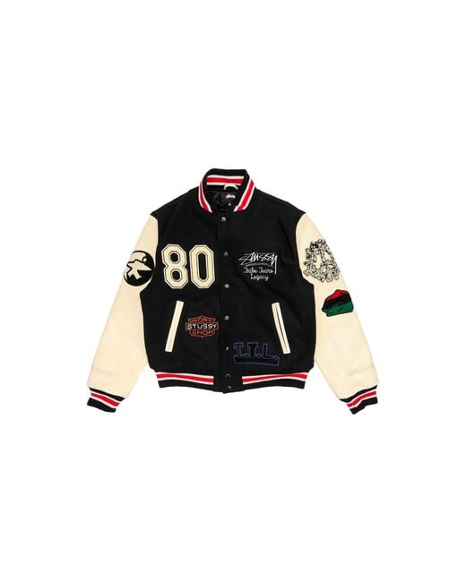 DENIM TEARS Black Stussy Our Legacy Ttl Varsity Jacket Dt519" for men