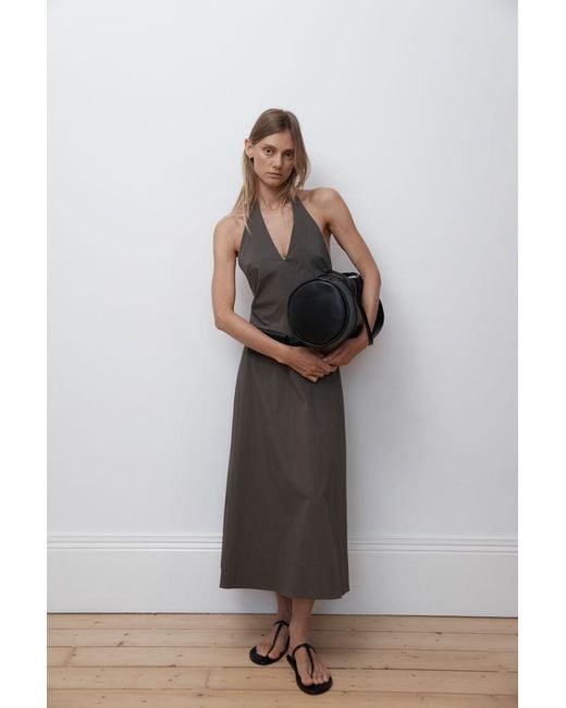 St. Agni White Halter Plunge Dress