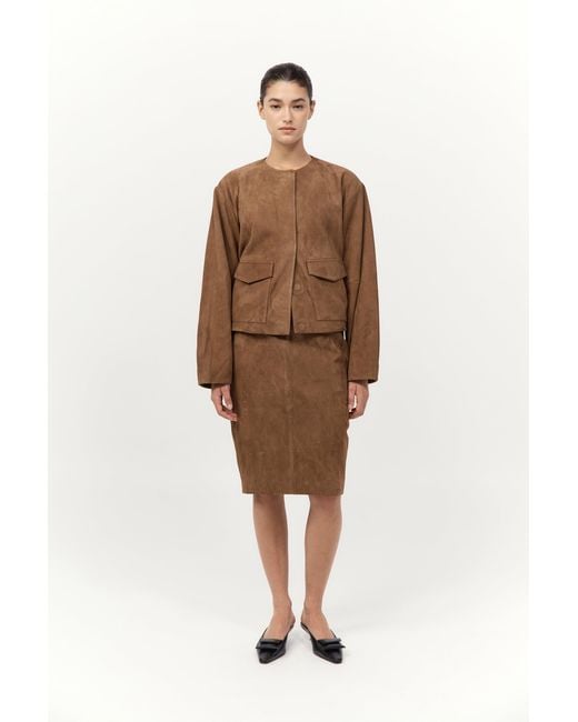 St. Agni Natural Suede Utility Cocoon Bomber