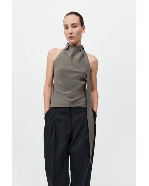 St. Agni Blue Silk Scarf Top