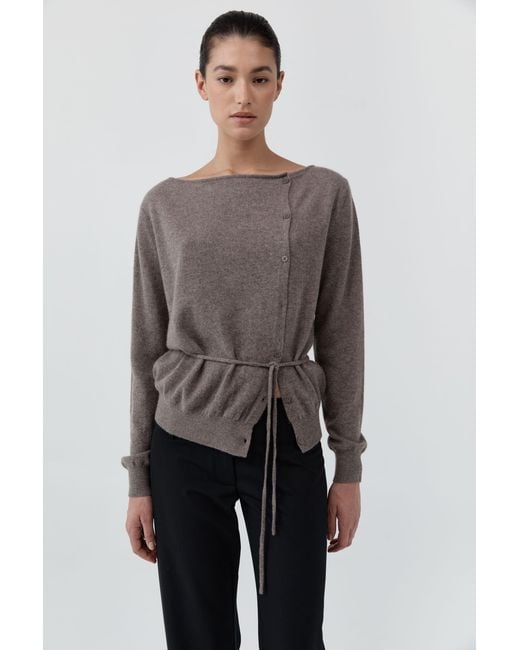 St. Agni Gray Cashmere Asymm Cardigan