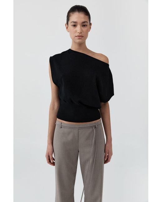 St. Agni Black Cashmere Asymm Top