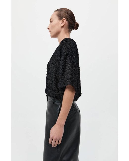 St. Agni Black Feathered Silk Tee