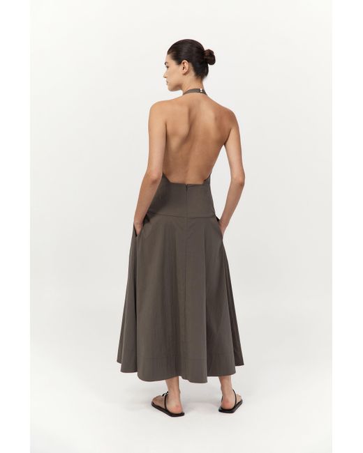St. Agni White Halter Plunge Dress