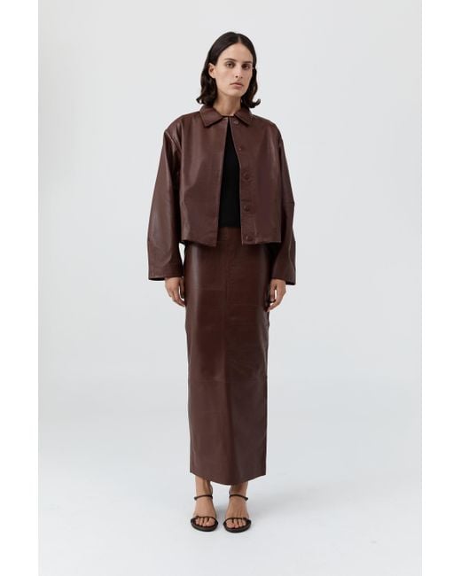 St. Agni Brown Cocoon Leather Jacket