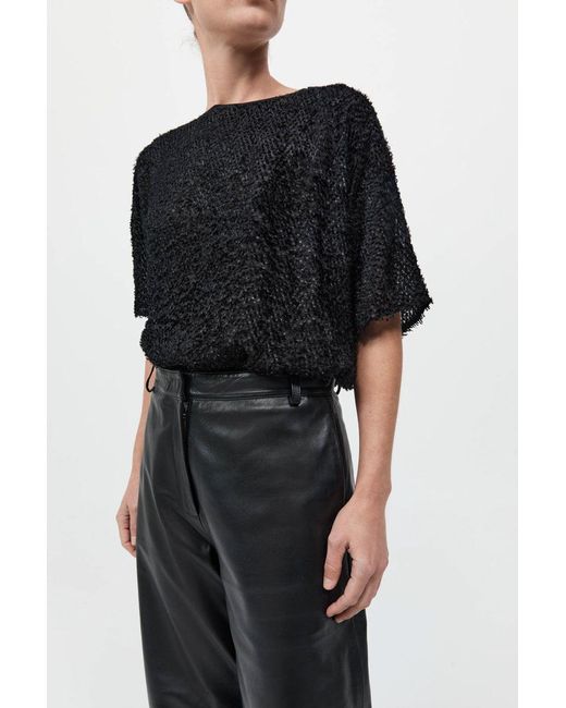 St. Agni Black Feathered Silk Tee