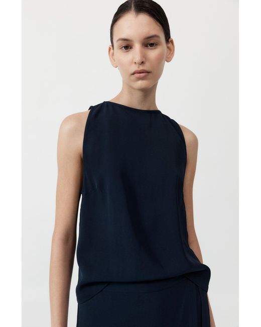 St. Agni Blue Viscose Shell Top