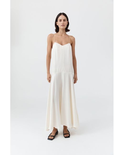St. Agni Women's White Silk Twill Relaxed Slip Dress