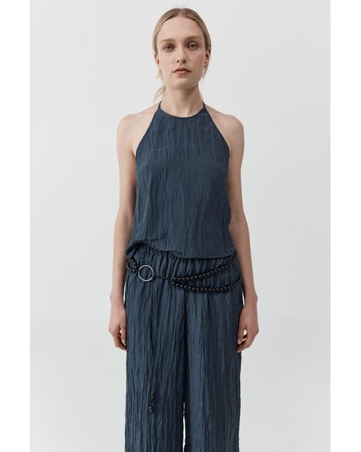St. Agni Blue Crinkle Halter Top